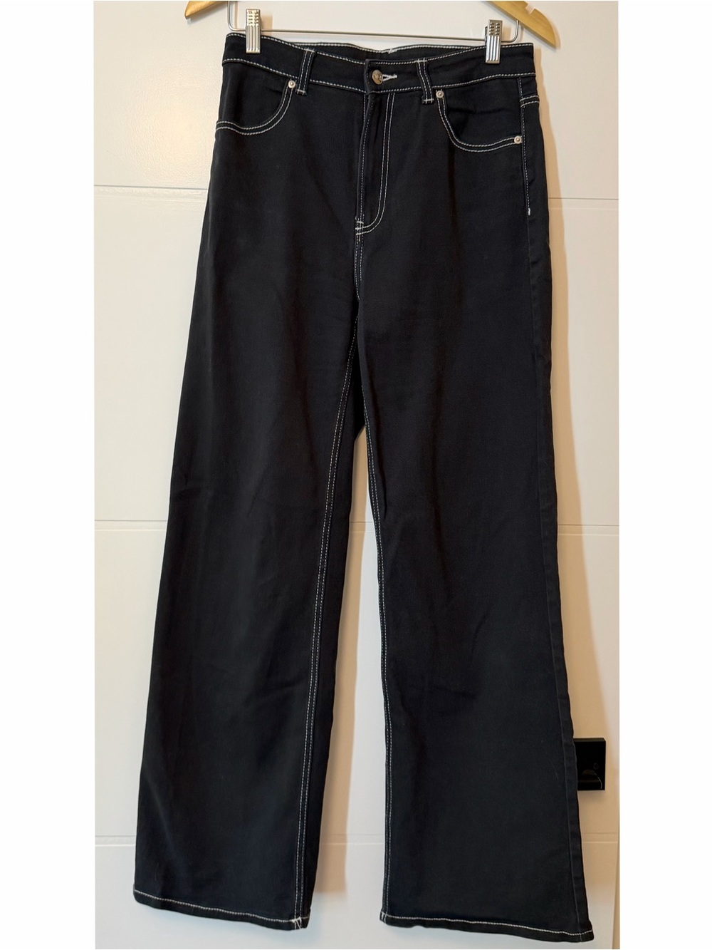 H&M Divided black jeans with white stitching